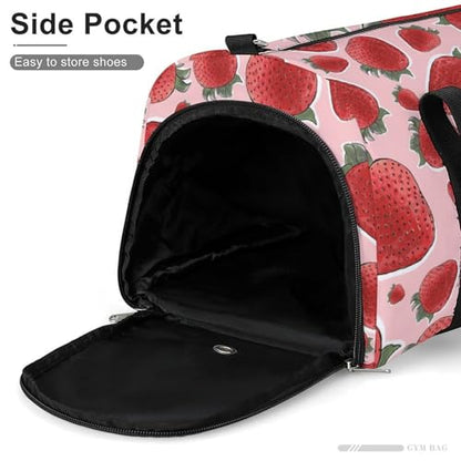 Strawberry Fruit Pink Large Capacity Portable Fitness Bag, Easy to Carry - color: Strawberry Fruit Pink