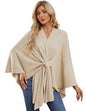 PULI Women's Elegant Shawl Wraps Soft Open Front Poncho Sweater for Spring Fall Winter - color: Front Tab-barley Twist