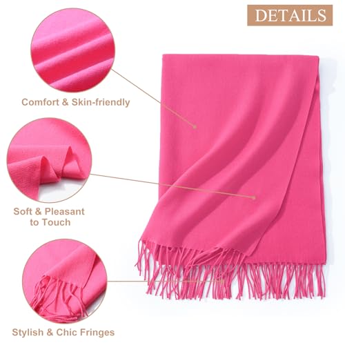 Sumolux Scarf for Women Pashmina Shawls Wraps for Evening Dresses Wedding Bridesmaid Gifts Winter Warm Soft Scarves - color: Rose Red