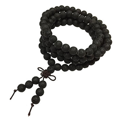 Natural Lava Rock Stone 108 Buddhist Prayer Beads Tibetan Mala Bracelet Necklace… - style: 8mm