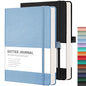 RETTACY Dotted Journal Notebook, 2-Pack, 160 Numbered Pages per Pack, A5 Medium Size (5.7'' x 8.3''), 120 GSM Thick Paper, Leather Hardcover, for Journaling, Planning, Tracking (Black & Light Blue) - color: Black & Light Blue, style: Dotted