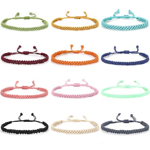 Handmade Braided String Rope Bracelets Simple Adjustable Woven Bracelet Tibetan Buddhist Protection Good Luck Kabbalah Amulet String Boho Summer Surfer Bracelets Waterproof Anklets