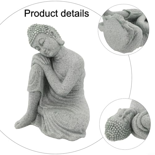 Buddha Statue, Handmade Sandstone Resin for SCULPTURE, Creative Zen Garden Aquarium Fish Tank Home Decor, Contemplate Pose 7.7x10.3x13.2cm(S)