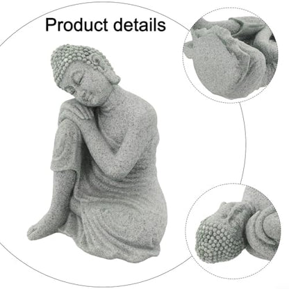 Buddha Statue, Handmade Sandstone Resin for SCULPTURE, Creative Zen Garden Aquarium Fish Tank Home Decor, Contemplate Pose 7.7x10.3x13.2cm(S)