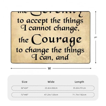 Serenity Prayer On Beach Soft Flannel Playroom Rug with Anime Design - Yoga Mat Carpet, Machine Washable Floor Decor - size: 36"x24"