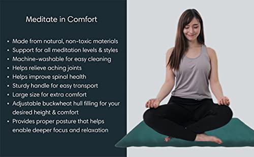 NutriBuck® | Meditation | Yoga | Cushion | (Zabuton Mat) | Filled with Buckwheat Hulls | (Dark Green)