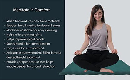 NutriBuck® | Meditation | Yoga | Cushion | (Zabuton Mat) | Filled with Buckwheat Hulls | (Dark Green)