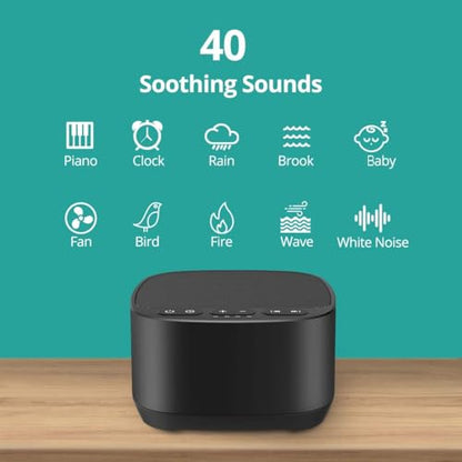 Magicteam Sleep Sound White Noise Machine with 40 Natural Soothing Sounds and Memory Function 32 Levels of Volume Powered by AC or USB and Sleep Timer Sound Therapy for Baby Kids Adults (B-Black) - color: B-black