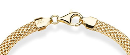 Miabella 18K Gold Plated 925 Sterling Silver Italian 5mm Mesh Link Chain Bracelet for Women, Made in Italy - style: Length 8 Inches