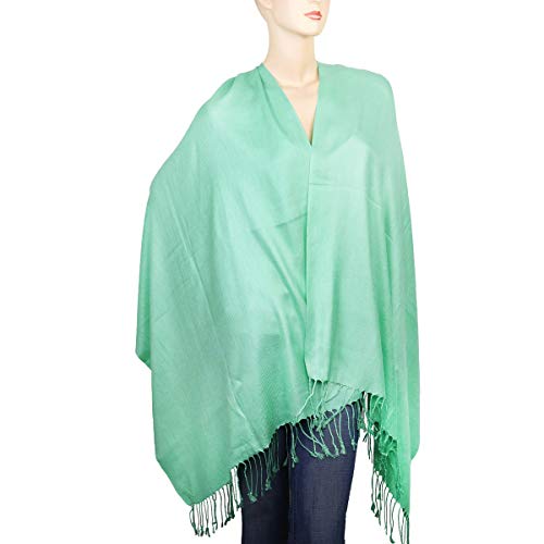 Falari Women's Soft Solid Color Pashmina Shawl Wrap Scarf, for Wedding, Bridesmaid Gifts, Evening Dress - color: Mint