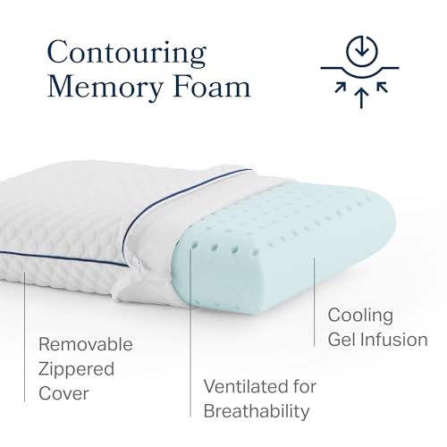 Weekender Cooling Gel Memory Foam Camping Pillow – Travel Size, Ventilated Cooling Pillow for Side & Back Sleepers, Neck Support, Compact with Carry Bag, Washable Cover - size: Travel, style: 1 Pack