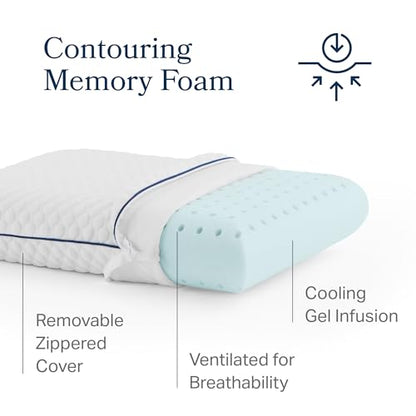 Weekender Cooling Gel Memory Foam Camping Pillow – Travel Size, Ventilated Cooling Pillow for Side & Back Sleepers, Neck Support, Compact with Carry Bag, Washable Cover - size: Travel, style: 1 Pack