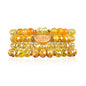 RIAH FASHION Bohemian Acrylic Druzy Multi-Layer Bead Statement Bracelet - Versatile Faux Stone Pendant Stretch Strand Stackable Cuff Bangle Set Sparkly Crystal - color: Oval Acrylic Druzy - Yellow