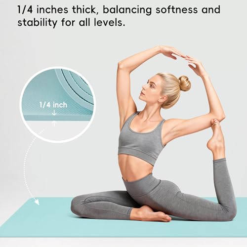 Extra Wide Yoga Mat 72" x 32", 6mm Non Slip TPE Exercise Mat with Carrying Strap, Large Workout Mat for Yoga, Pilates, Stretching, HIIT & Home Gym - color: Mint Green