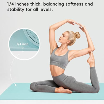 Extra Wide Yoga Mat 72" x 32", 6mm Non Slip TPE Exercise Mat with Carrying Strap, Large Workout Mat for Yoga, Pilates, Stretching, HIIT & Home Gym - color: Mint Green