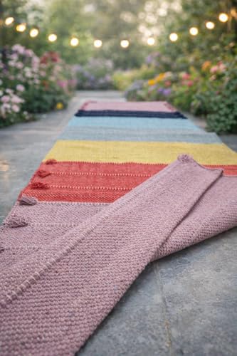 Indian Handmade100 % Organic Anti Skid Multi Colour Cotton Yoga Mat - Eco-Friendly Hand-Woven Rug - Non-Slip & Thick (24”x72”x5mm) for Hot yoga & Everyday Fitness at Home - Comfortable & Foldable Extra-Long Mat - color: Multi 8