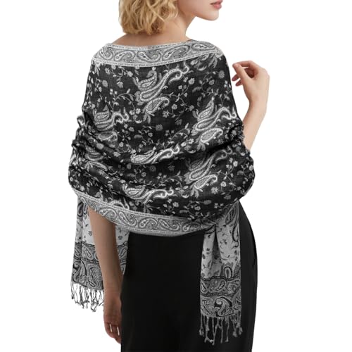 E-Clover Pashmina Shawl Wraps for Women Evening Dresses Elegant Soft Rave Scarf Festival Reversible Men Scarves