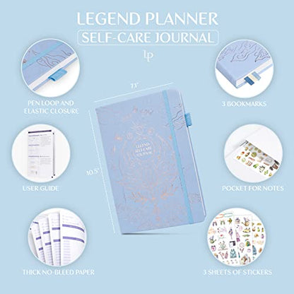Legend Self-Care Journal – Guided Daily Reflection Journal to Support Mental & Physical Health – Daily Mood, Meditation & Personal Development Notebook – 7.1x10.5”, Lasts 3 Months (Periwinkle Gold) - color: Periwinkle Gold