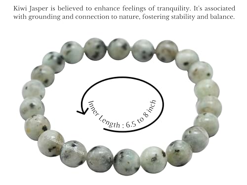 Amazing Gemstone Crystal Bracelet for Women Men's Gifts - Protection Healing Crystal Bracelet - 8mm Gemstone Beaded Stretchable Bracelet Pulseras Para Hombres Mujer Stocking Stuffers Mothers Day Gift (Kiwi Jasper) - color: Kiwi Jasper