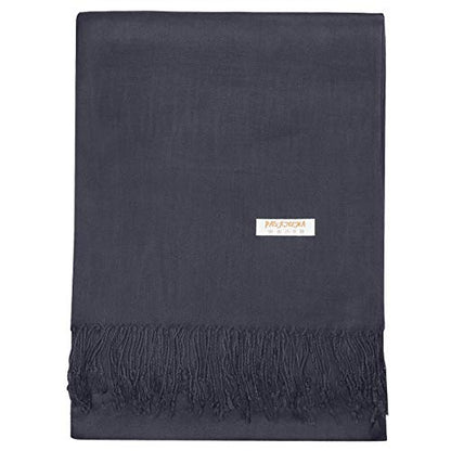 Falari Women's Soft Solid Color Pashmina Shawl Wrap Scarf, for Wedding, Bridesmaid Gifts, Evening Dress - color: Charcoal Grey