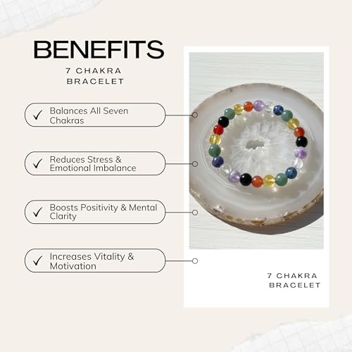 The Alchemist's Arcanum Adjustable Beaded Wrist Accessory for Men and Women, Stretch Fit Stone Bead Jewelry for Daily Wear and Gifting - color: 7CHAKRA