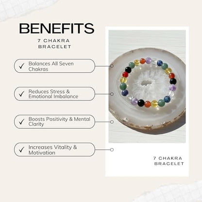 The Alchemist's Arcanum Adjustable Beaded Wrist Accessory for Men and Women, Stretch Fit Stone Bead Jewelry for Daily Wear and Gifting - color: 7CHAKRA