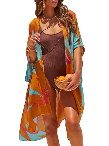 Kimonos for Women Swimsuit Coverups Beach Cover Up Swimwear Cardigan Summer - color: Summer Painting 2
