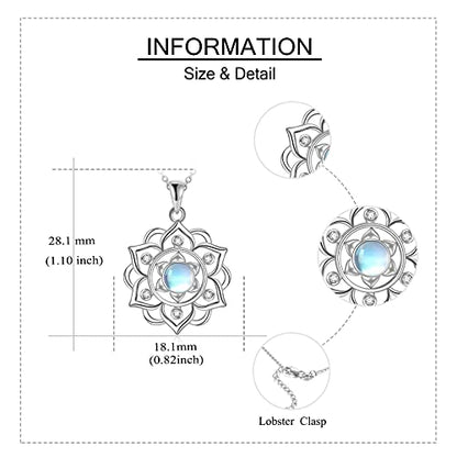 ONEFINITY Lotus Necklace 925 Sterling Silver Moonstone Pendant Necklace Yoga Lotus Jewelry for Women - style: Moonstone