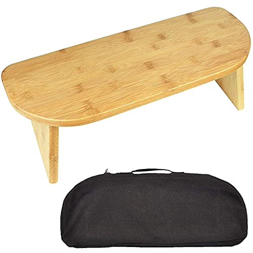 Portable Kneeling Meditation Bench with Foldable Legs, Perfect Kneeling Stool Ergonomic Bamboo Yoga Bench for Extended Practice (18" W x 7.5”L) with Carrying Bag