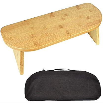 Portable Kneeling Meditation Bench with Foldable Legs, Perfect Kneeling Stool Ergonomic Bamboo Yoga Bench for Extended Practice (18" W x 7.5”L) with Carrying Bag
