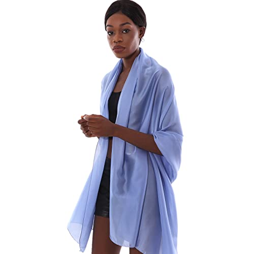 Womens Scarf Pashmina Shawls and Wraps for Evening Dresses Like Chiffon Silk Scarf for Bridal Wedding - color: Blue-2