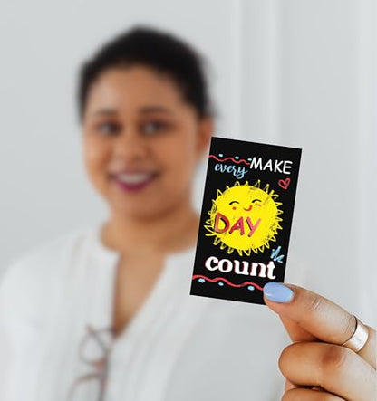 Iconikal 200-Count Inspirational, Motivational Sayings 3.5x2-inch Mini Quote Cards, Blank Back Give Gratitude, Appreciation, Kindness & Encouragement