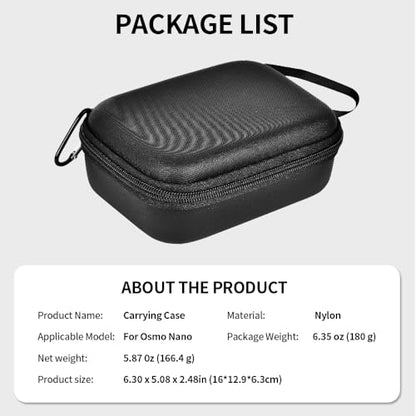 Carrying Case for DJI Osmo Nano, 8 in 1 Osmo Nano Travel case Protective Storage Bag for DJI Osmo Nano Standard Combo Including 2 Silicone Lens Caps, 4-Pack Lens Screen Protectors