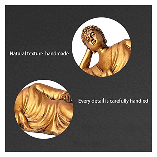 LQX Sculpture Tabletop Crafts Figurines Collectible Prop Thai Sleeping Buddha Statue Meditation Sculpture Ornament Resin Figurine Gift Kids Small,Silver (Color : Golden) - color: Golden,silver