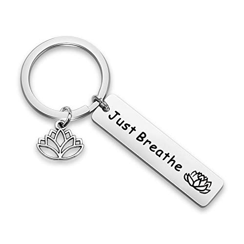 WUSUANED Breathe Lotus Keychain Yoga Jewelry Inspirational Gift for Women