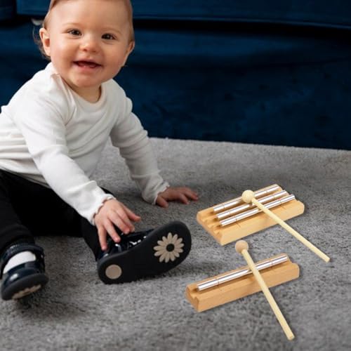 2 Pcs Meditation Chime with Mallet, Three Tone Trio and Single Tone Chime Percussion Instrument Energy Chime for Mindfulness Meditation Relaxation