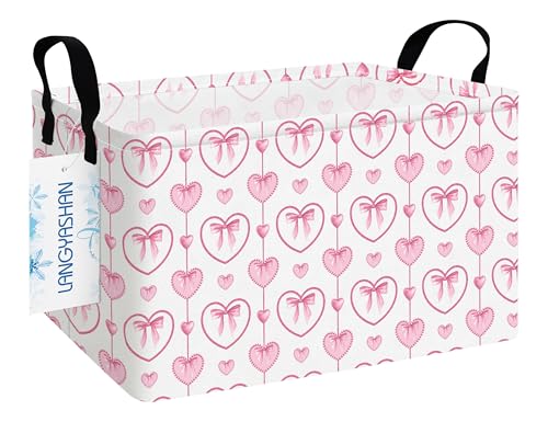 Rectangular Storage Bin Collapse Canvas Fabric Cartoon Storage Basket with Handles for Organizing Home Kitchen Boys and Girls Toys Office Closet Shelf Baskets (Rec Pearl Heart) - color: Rec Pearl Heart