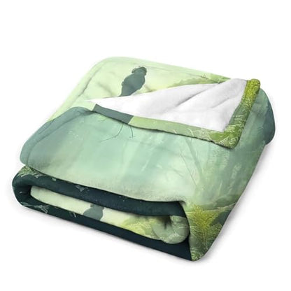 Woman Meditation Jungle Green Ultra Soft Flannel Fleece Bed Blankets Lightweight Cozy Throw Blanket Room Decor for Couch Chair Bedroom Adults Bedding Cozy Blanket Outdoor Travel Blankets 50"x6 - size: 60L" x 50W"