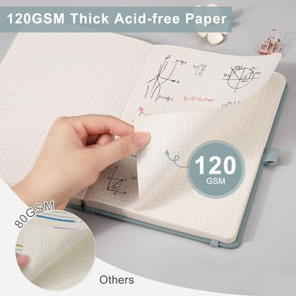 EMSHOI Graph Paper Notebook - 256 Pages A5 Graph Notebook/Journal, Hard Cover, 120gsm Thick Paper, Smooth PU Leather, Inner Pocket, 5.75'' × 8.38''-Black - color: Black, size: A5-Graph