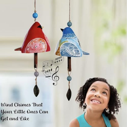 Cute Ceramic Wind Chimes for Outside and Indoor, Memorial Windchime with Soothing Melodic Tones, Gifts for Mom, Garden Patio Balcony Home Decor Hanging Windchimes (Single Bird-Blue)