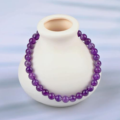 LPBeads Handmade Natural Gemstone Stretch Elastic Bracelet Healing Crystal Round Stone Beads Jewelry Gifts for Women Men - color: Amethyst, size: 6mm