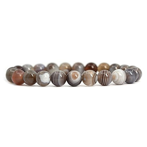 Justinstones Gem Semi Precious Gemstone 8mm Round Beads Stretch Bracelet 7 Inch Unisex - color: Botswana Agate