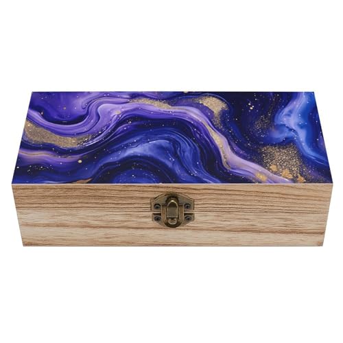 Fluid Art Marble Texture Wooden Storage Box Decorative Trinket Keepsake Box Wood Jewelry Organizer Box for Bedroom Office with Hinged Lid And Front Clasp - color: style-22