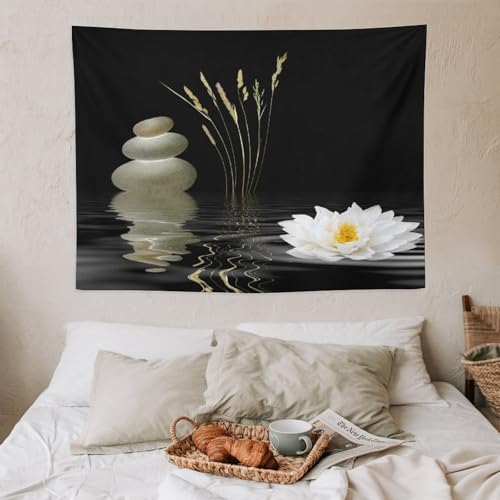 HZOHNAGO Zen Spa Tapestry Lotus Flower Wild Grass Water Reflection Pattern Printed Wall Tapestry Wall Hanging for Bedroom Living Room Dorm 60" L x 40" W - color: Zen Spa-12, size: 60"L x 40"W
