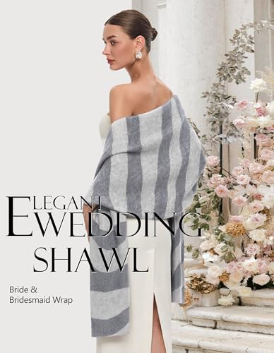 PULI Women's Pashmina Shawl Wraps for Evening Dress Large Scarf Blanket Long Wedding Bridal Winter Warm Shoulder Wrap - color: Wave-slate Gray