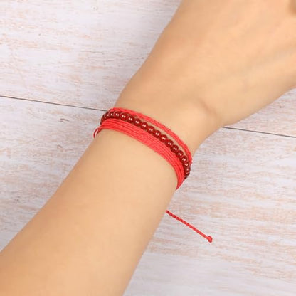 QOGIR Handmade Healing Bracelet,6mm Natural Gem Stone Bracelet rope bracelet - color: Carnelian( Vitality and Energy), size: 4mm
