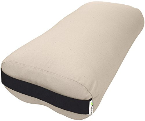Bean Products Cotton Batting Yoga Bolster - Studio Grade Round or Rectangular Restorative Yoga Pillow for Pilates and Yin Practice - Soft Yet Firm Support with Cotton Cover - Made in The USA - color: Natural, size: Rectangular