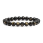 Justinstones Gem Semi Precious Gemstone 8mm Round Beads Stretch Bracelet 7 Inch Unisex - color: Golden Obsidian