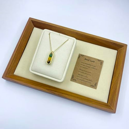 Natural Crystal Necklace Gift for New Beginnings, Crystals and Healing Stones Necklace for Anxiety Relief, Encourage Gift For Women, Mum, Natural Genuine Gemstone, Cheer Up - color: Gold, style: Good Luck
