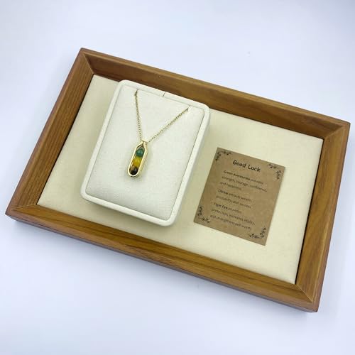 Natural Crystal Necklace Gift for New Beginnings, Crystals and Healing Stones Necklace for Anxiety Relief, Encourage Gift For Women, Mum, Natural Genuine Gemstone, Cheer Up - color: Gold, style: Good Luck